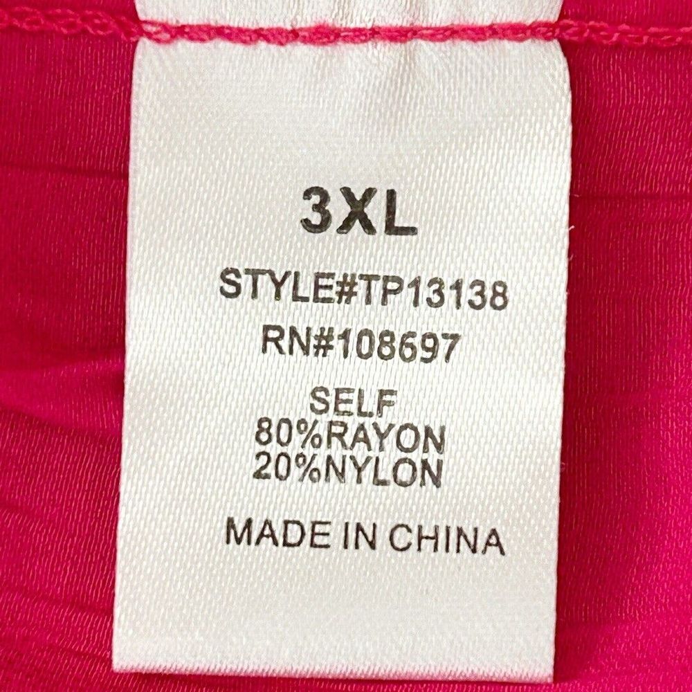 Sweet Rain Women's Pleated Embroidered Long Sleeve Button Down Blouse Fuchsia 3X - Picture 5 of 8
